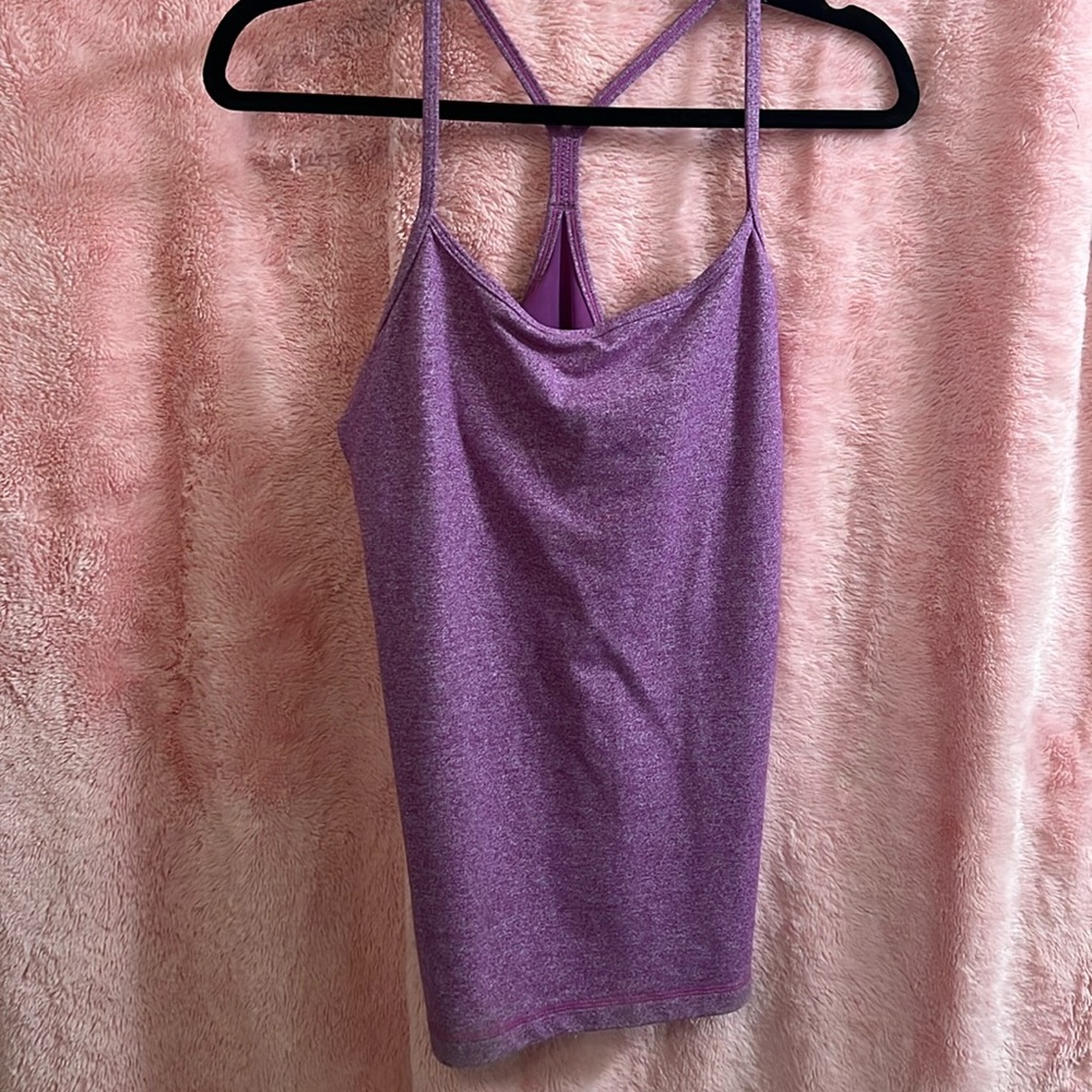 Lululemon Women Size 6 Power Y Rainbow tank top shelf bra yoga athletic b12